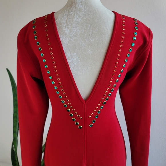 VTG 80s Tadashi Bejeweled Bodycon Dress - Picture 11 of 16